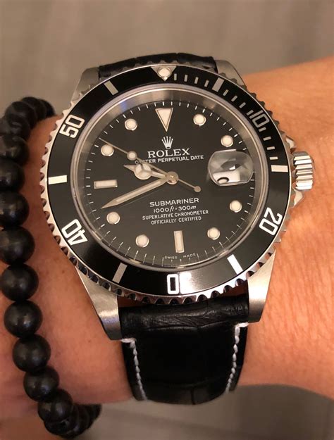 rolex submariner leather|rolex submariner list price 2022.